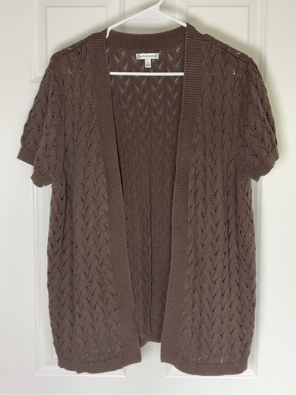 Croft & Barrow Boho Chic Brown Short Sleeve Knit Cardigan